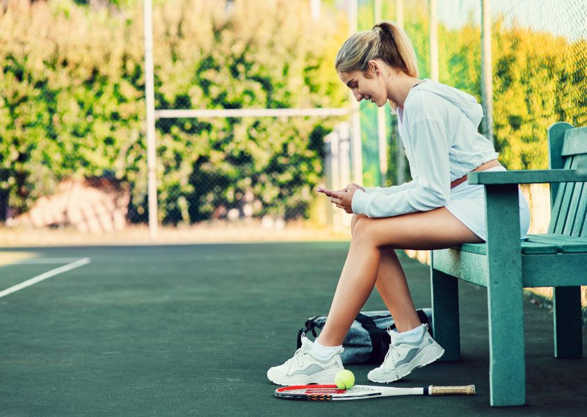 Tennis player looking at web app